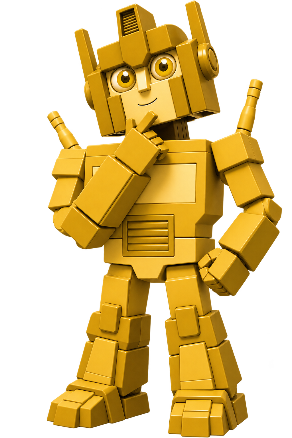 Illustration of a transformer-style robot working on a laptop, symbolizing large language models.